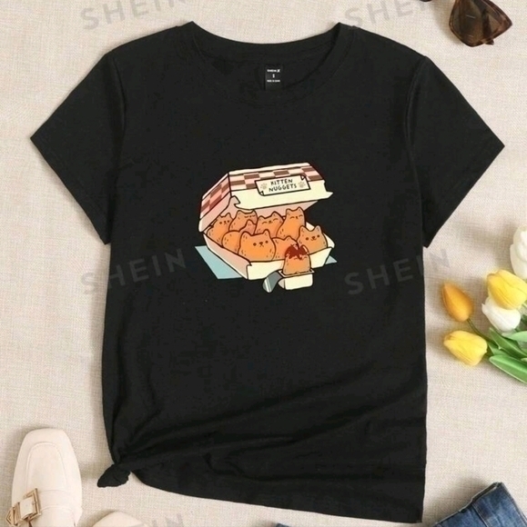 SHEIN "KITTEN NUGGETS" WOMAN'S TEESZ L - Picture 1 of 3